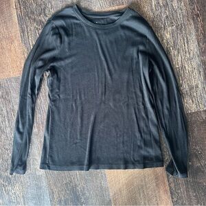 a new day Black Long Sleeve Ribbed Crewneck Top